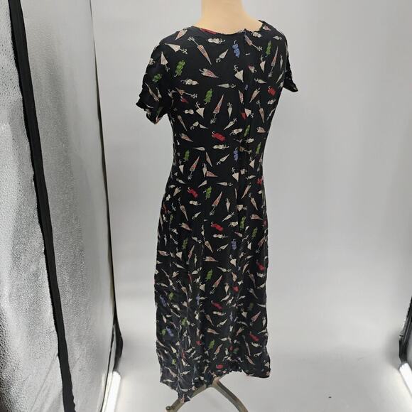 BANANA REPUBLIC midi DRESS vintage umbrellas novelty print made in hong kong - Picture 7 of 13